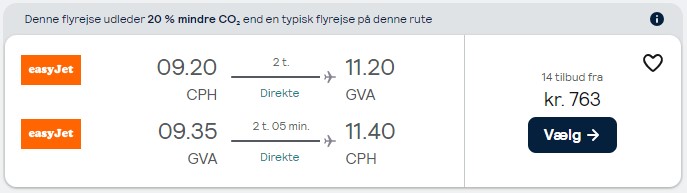 Fly København - Genéve